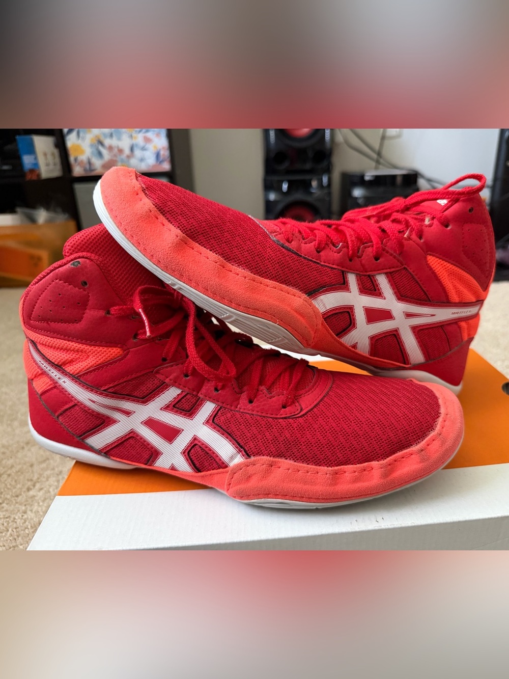 ASICS Men's Matflex 6 Wrestling Shoes Men’s Size 12.5 Classic Red/Flash Coral